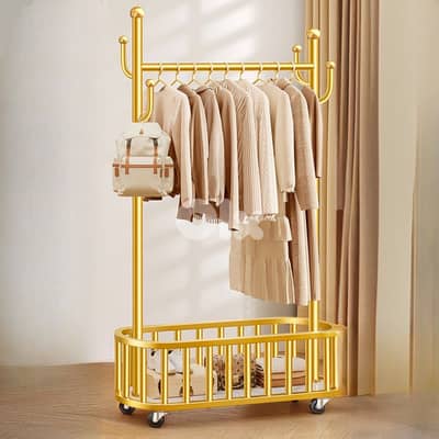 Rolling Metal Clothing Rack, Hanging Hooks, Maximum Space