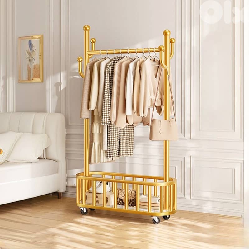 Rolling Metal Clothing Rack, Hanging Hooks, Maximum Space 1