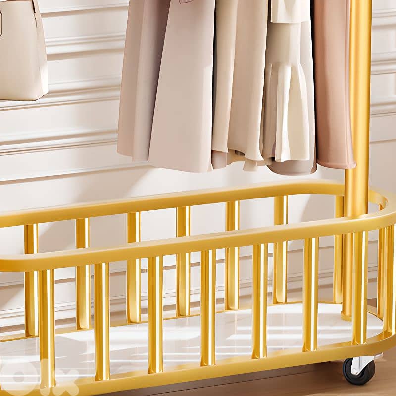 Rolling Metal Clothing Rack, Hanging Hooks, Maximum Space 5