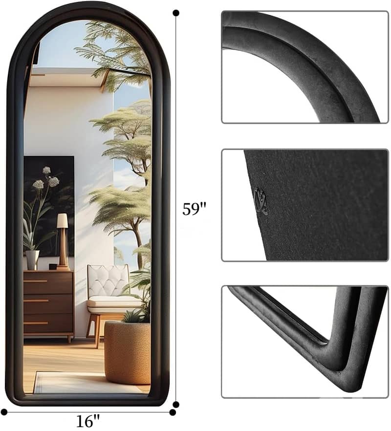 Black Velvet Full Body Mirror - 170 x 70 cm 2
