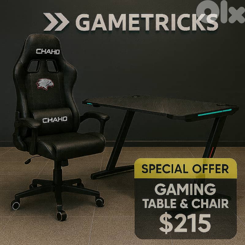 Gaming setup desk + adjustable chair crazy offer 0