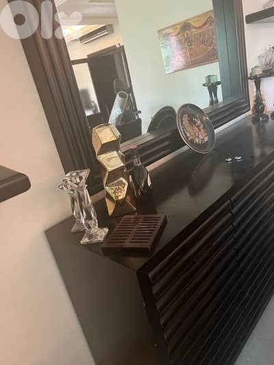 8 chairs,table,buffet,mirror and shelves