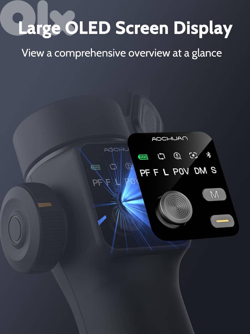 3-axis Gimbal Stabilizer for iPhone w/Built-in 7.8' Extension Rod, Sma 0