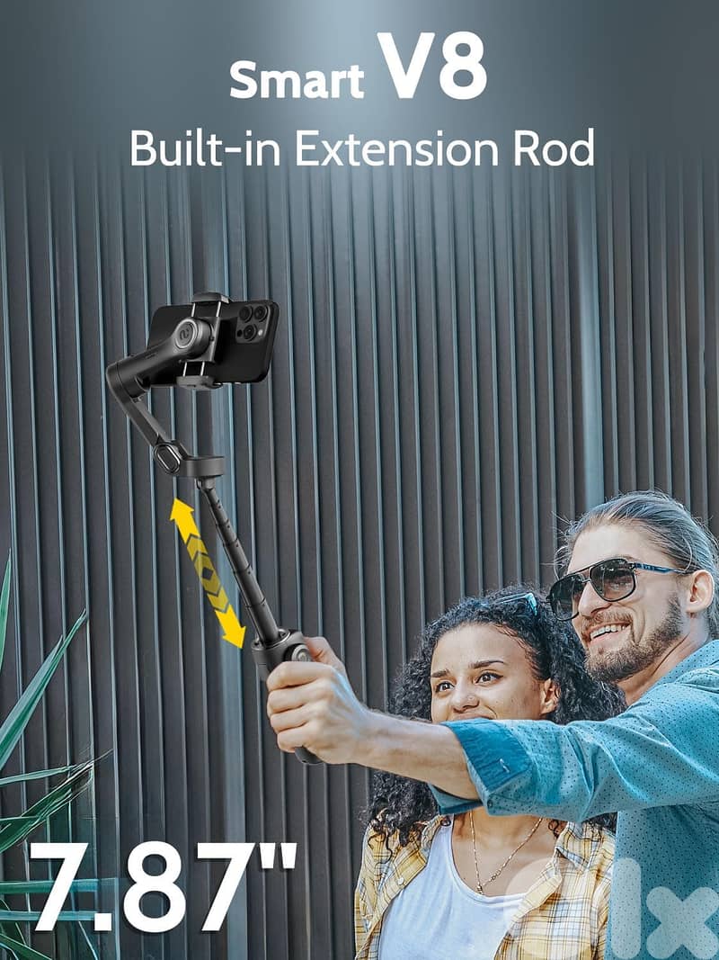3-axis Gimbal Stabilizer for iPhone w/Built-in 7.8' Extension Rod, Sma 2