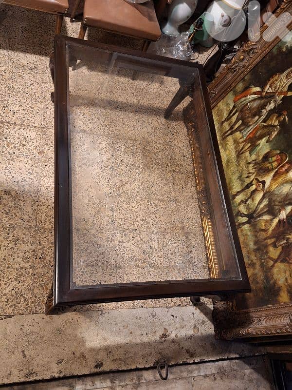 antique wood and glass coffee table 5