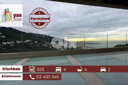 Kfarhbab 325m2  | Furnished | Panoramic Mountain & Sea View | Rent YV