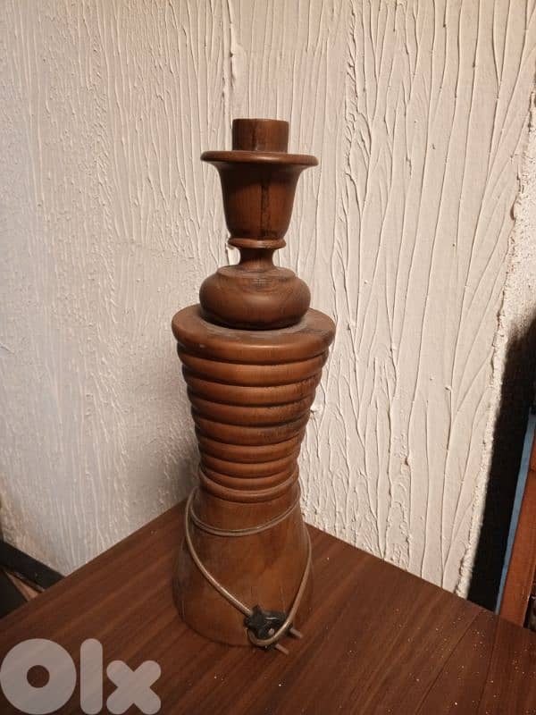 Nordic table lamp teak wood 1