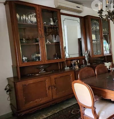 Large Solid Wood Sideboard with Central Mirror + Alcohol Cart