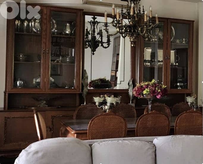 Large Solid Wood Sideboard with Central Mirror + Alcohol Cart 1