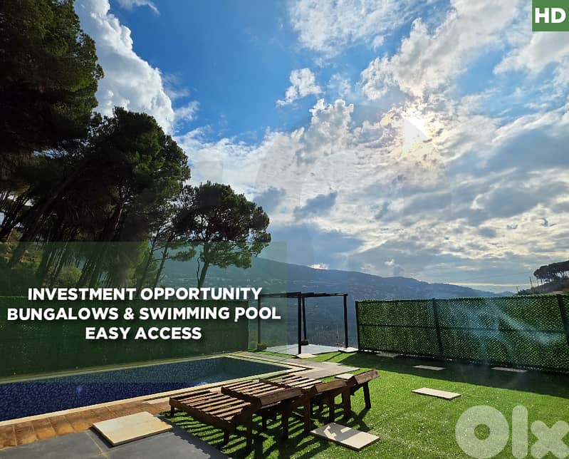 bungalows -swimming pool | Mountain View Kfarmatta - Aley REF#HD130021 0