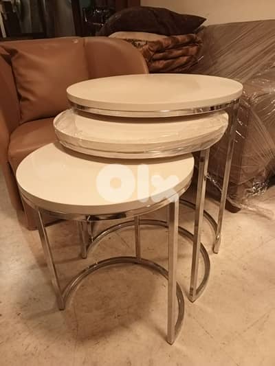 Nest of 3 Italian chrome tables
