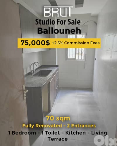 70 sqm Studio Apartment for sale in Ballouneh 30 sec to Highway
