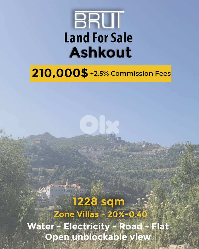 1228 Sqm Residential Land For sale in Achkout- Villas Zone 0