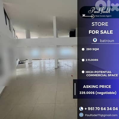Spacious commercial store for sale located  Batroun