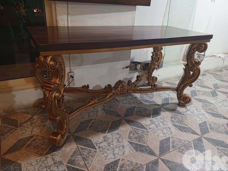 Teak wood entrance table and mirror 1