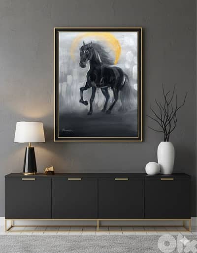 black horse painting