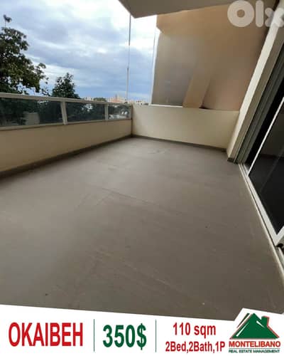 110 sqm Apartment in New Building For Rent in Okaibeh (عقيبة)