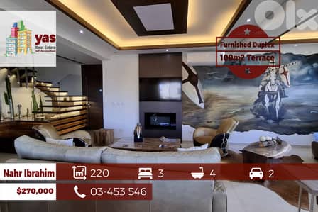 nahr ibrahim 220m2| 100m2 Terrace | Furnished Duplex | Luxury | OH
