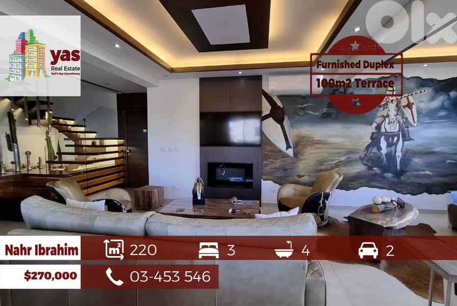 nahr ibrahim 220m2| 100m2 Terrace | Furnished Duplex | Luxury | OH 0