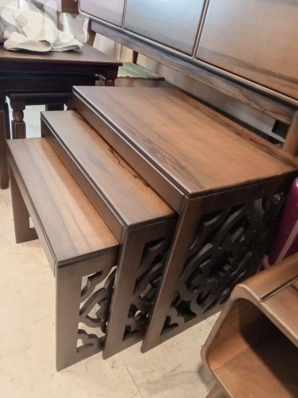 Nest of 3 carved mdf tables 0
