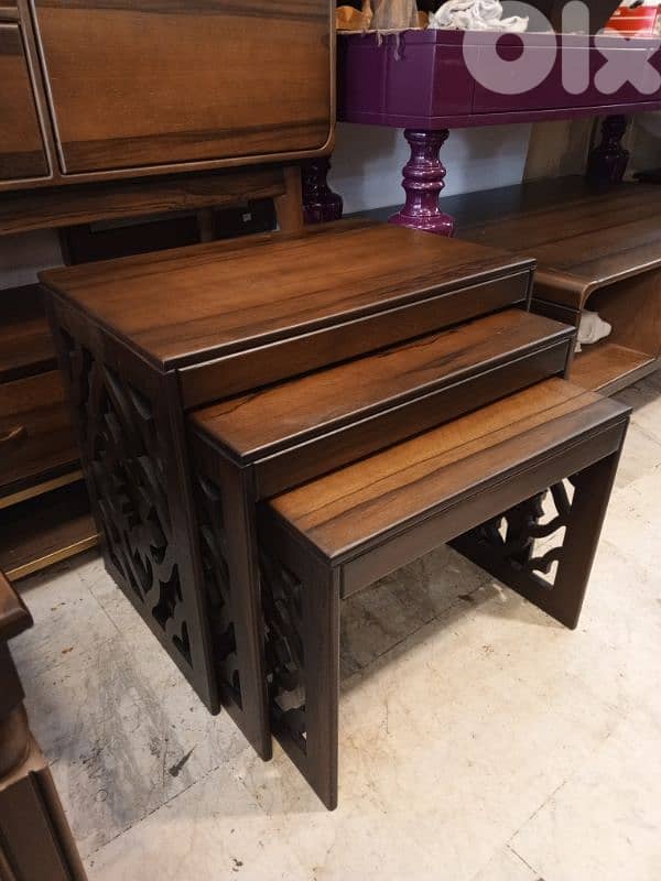 Nest of 3 carved mdf tables 1