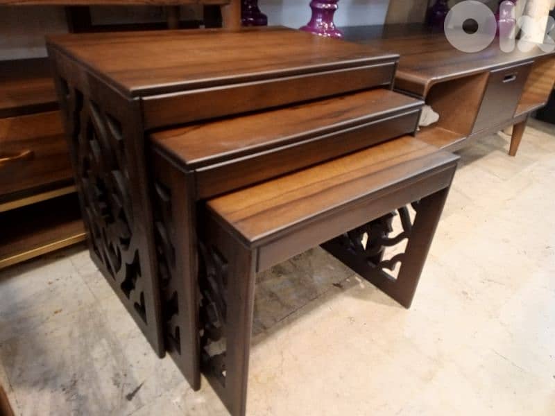 Nest of 3 carved mdf tables 2