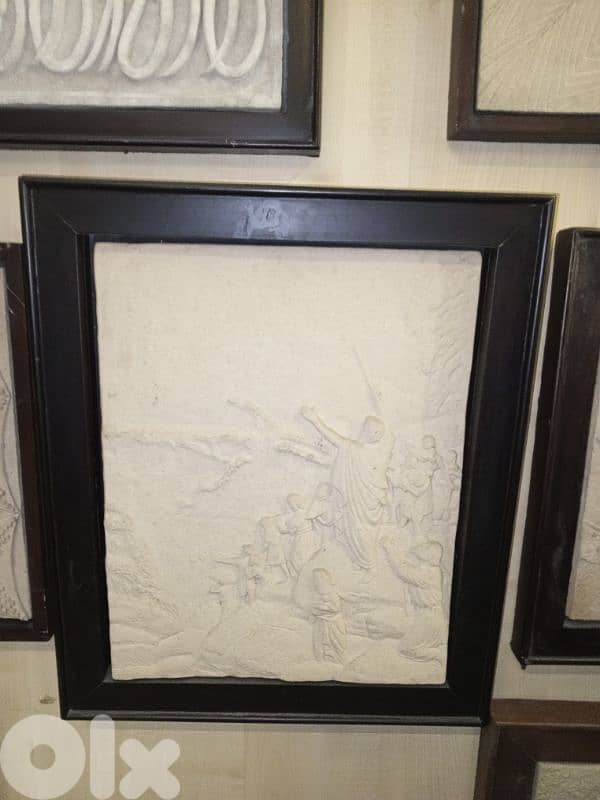 Splitting of the sea carved stone canvas 0