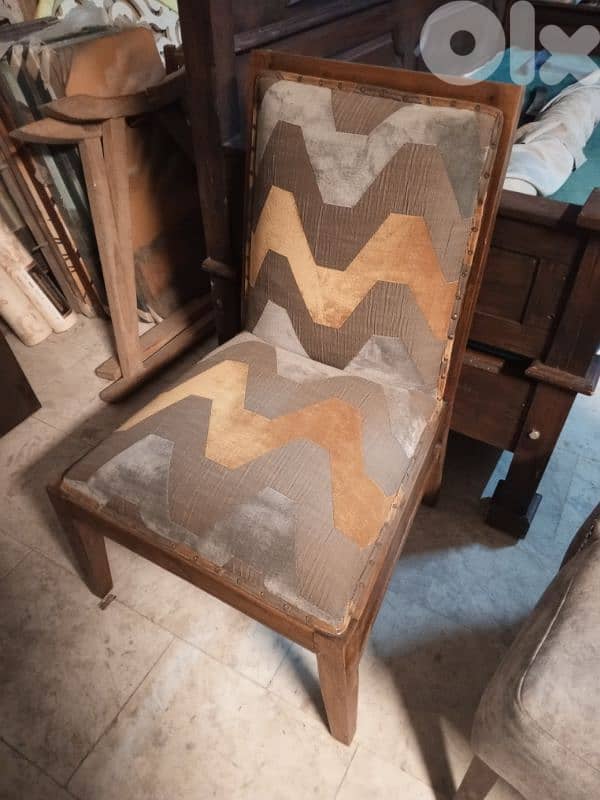 2 teak wood armchairs 0