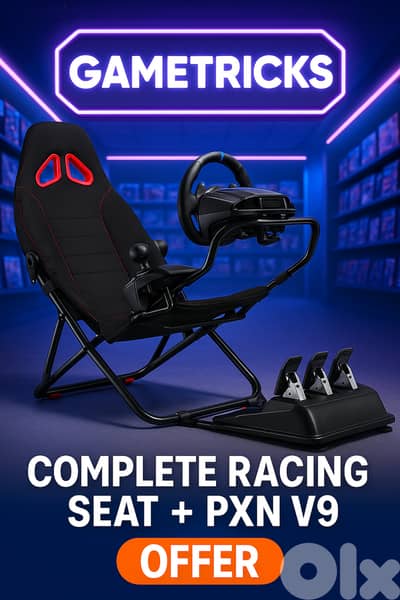 Complete flexible racing seat simulator with PXN V9 wheel + shifter Complete flexible racing seat simulator with PXN V9 wheel + shifter