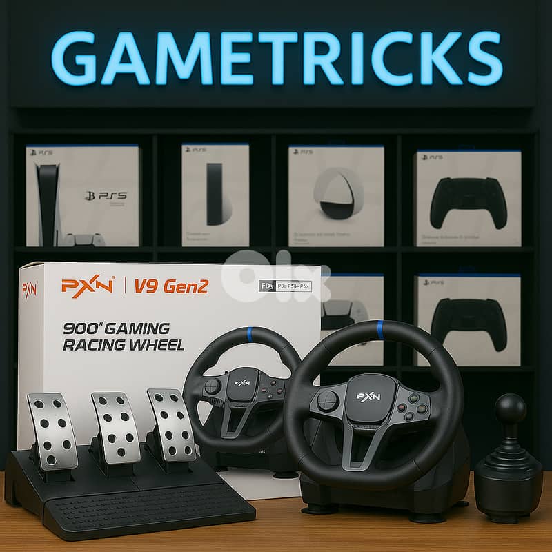 Complete flexible racing seat simulator with PXN V9 wheel + shifter 1