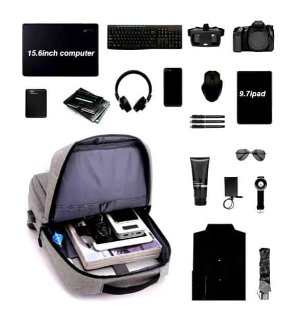 15.6" Laptop Waterproof Backpack With USB Charging Port 7
