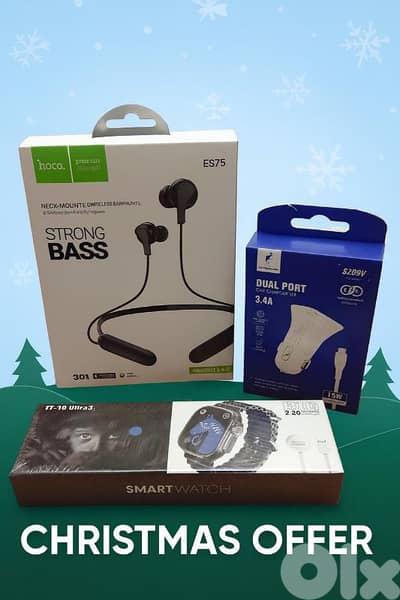 CHRISTMAS BUNDLE OFFER– Smartwatch + Hoco Earphones + Car charger