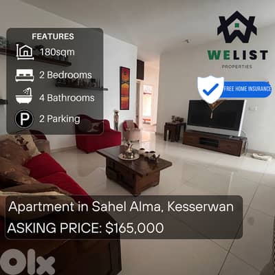 180sqm Apartment for sale in Sahel Alma - Jounieh  REF: MA25JSSA180200