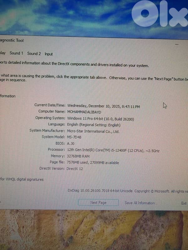 Gaming Pc GEFORCE RTX 5060, Core i5 12400F, 32Gb ram 3