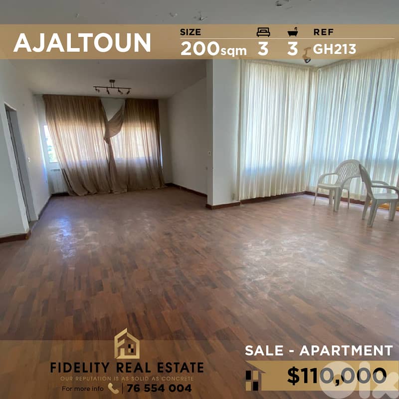 Apartment for sale in Ajlatoun GH213 شقة للبيع في عجلتون 0