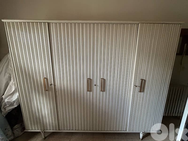 Large Vintage Armoire – Unique Ribbed Design 0