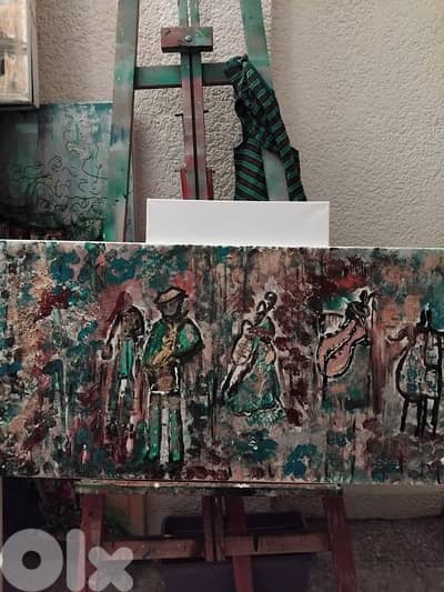 رسم زيتي على القماش يدويه