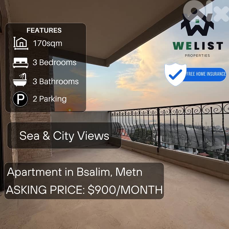 Apartment for rent in Bsalim, Metn شقة للإيجار في منطقة بصاليم 0