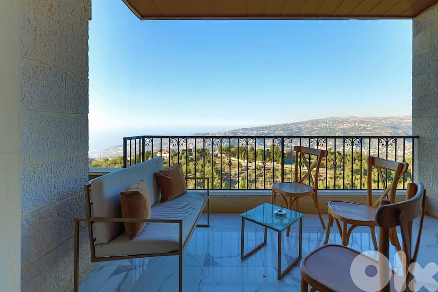 Sea and Mountain View Apartment for Sale – Bikfaya, شقة للبيع - بكفيا، 0