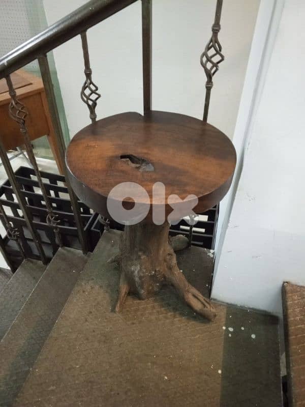 Heavy teak tree log side table 1