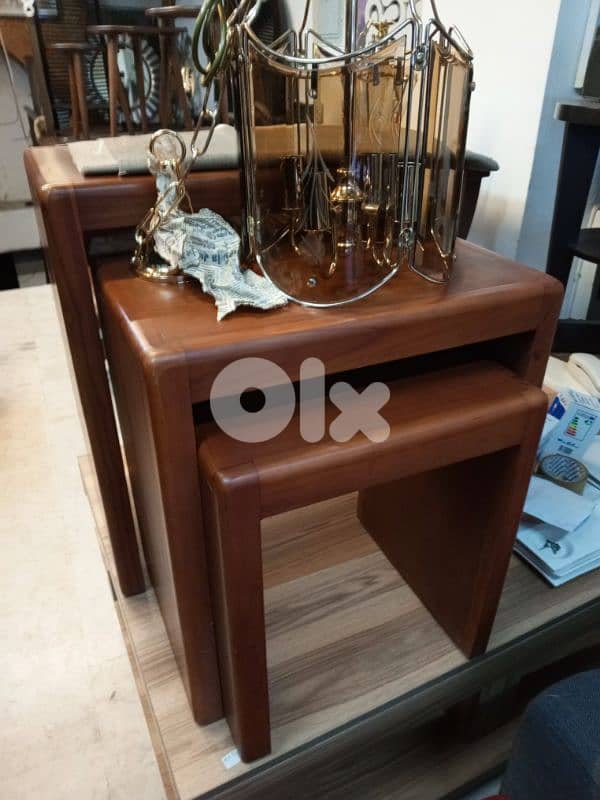 set of 3 orange tables 0