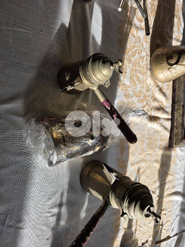 ٣ وابور لحام نحاس قديم بمقبض ملفوف (أنتيكا ديكور) 0