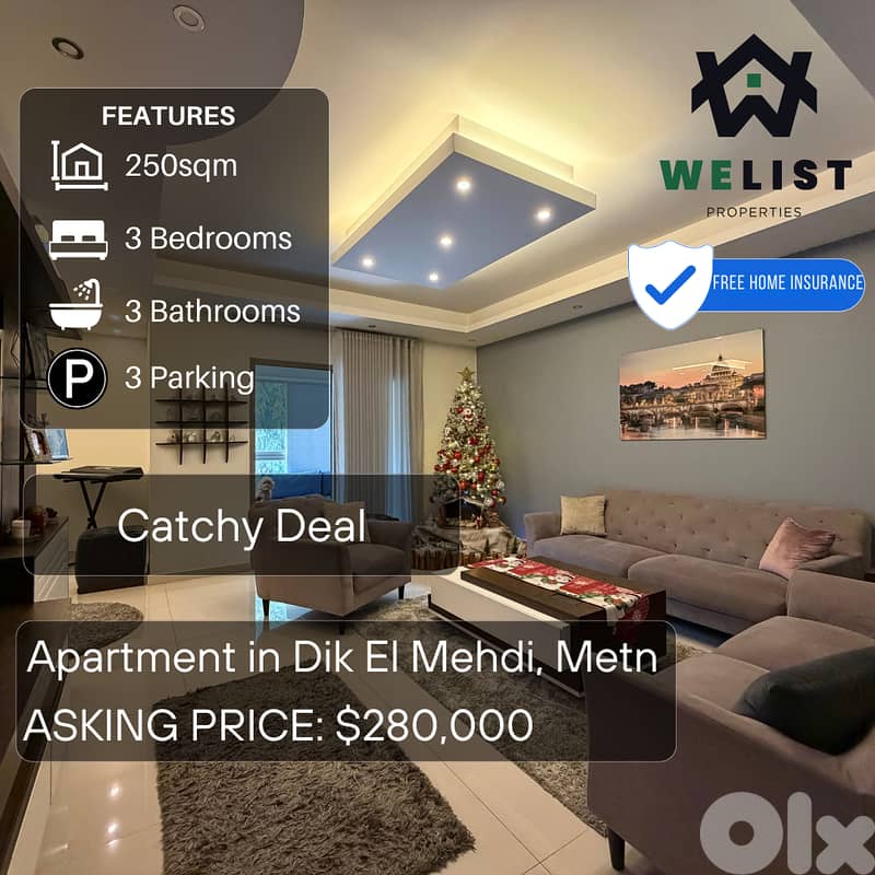 Apartment for sale in Dik El Mehdi, Metn شقة للبيع في منطقة ديك المحدي 0