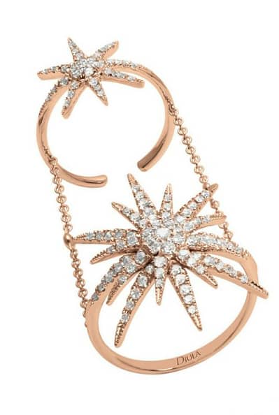 Djula gold and diamond double sun knuckle ring