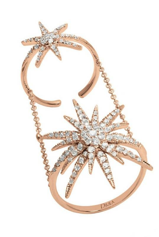 Djula gold and diamond double sun knuckle ring 0