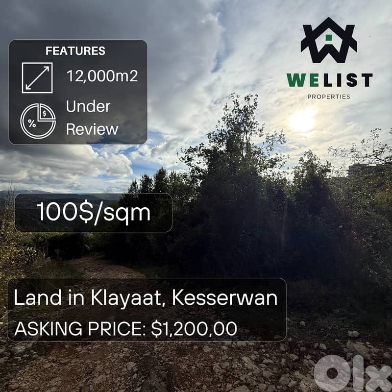 Land for sale in Klayaat, Kesserwan ارض للبيع في منطقة القليعات 0