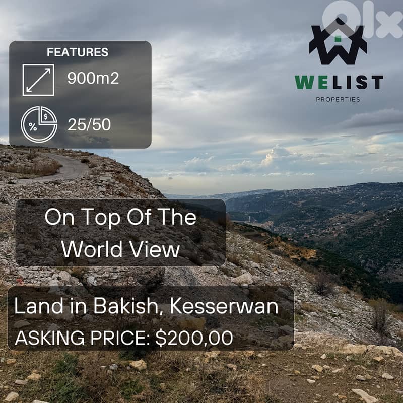 Land for sale in Bakish, Kesserwan ارض للبيع في منطقة باكيش 0
