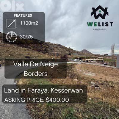 Land for sale in Faraya - Valle De Neige Borders, Kesserwan Land for sale in Faraya - Valle De Neige Borders, Kesserwan