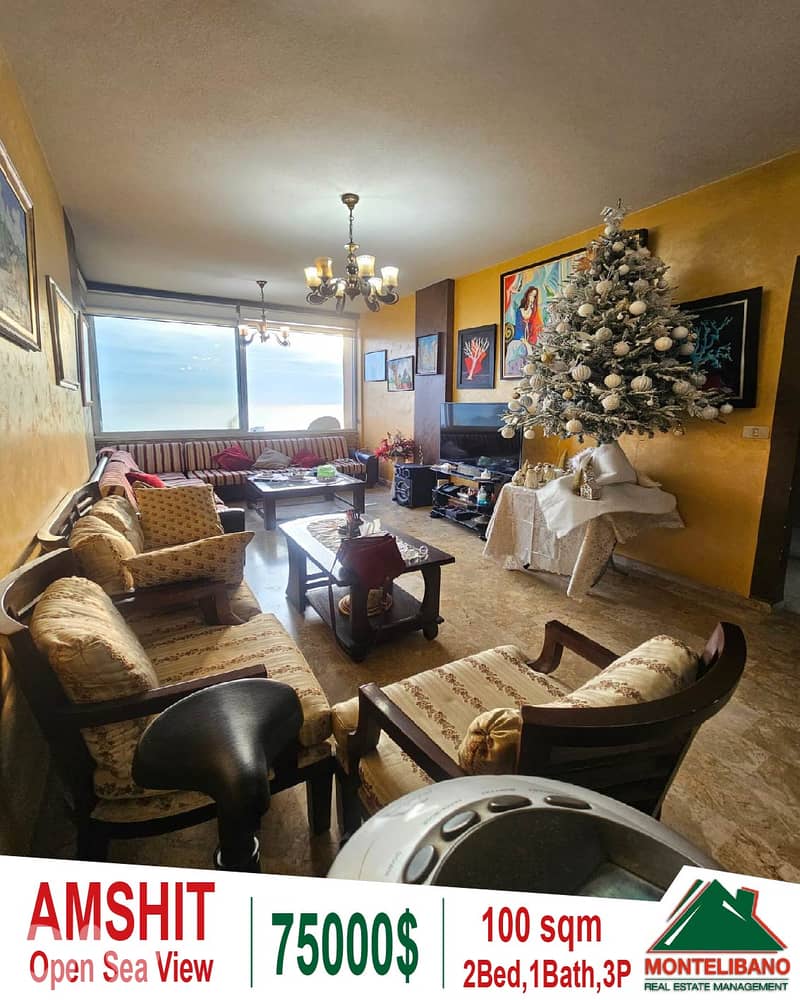 100 sqm Apartment For Sale in Amshit (عمشيت) with Open Sea View 0