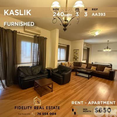 Apartment for rent in Kaslik AA393 شقة مفروشة للإيجار في كاسليك